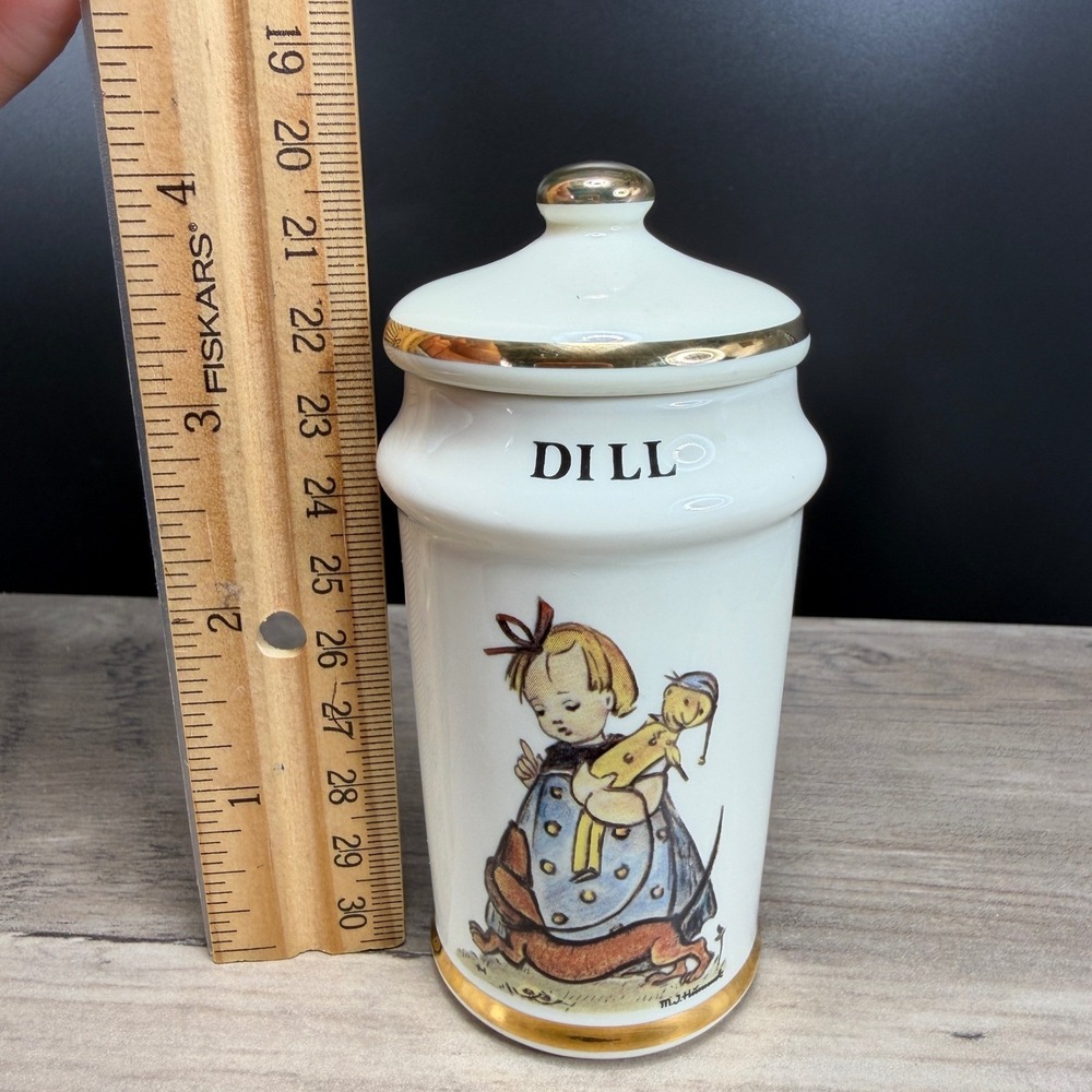 M.J.‎ Hummel Dill Spice Jar 1987 Danbury Mint Porcelain Gold Trim Made in Japan - Picture 2 of 11